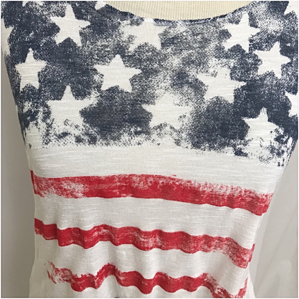 American Flag Crop Top Tee Tank SML - Picture 5 of 5